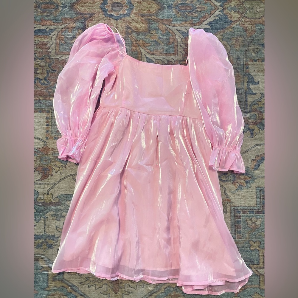 Pink Puff-Sleeve Boutique Dress